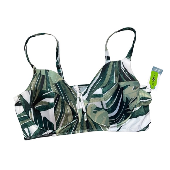 Cacique Swim NWT Eco Friendly Longline Underwire Palm Print Swim Top Size 44DD - Picture 2 of 9